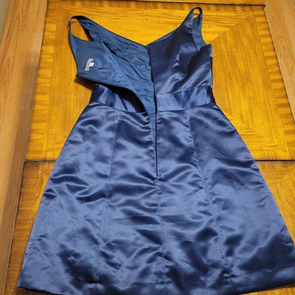 Aria Blue Satin Wrap Top Dress - Picture 9 of 14
